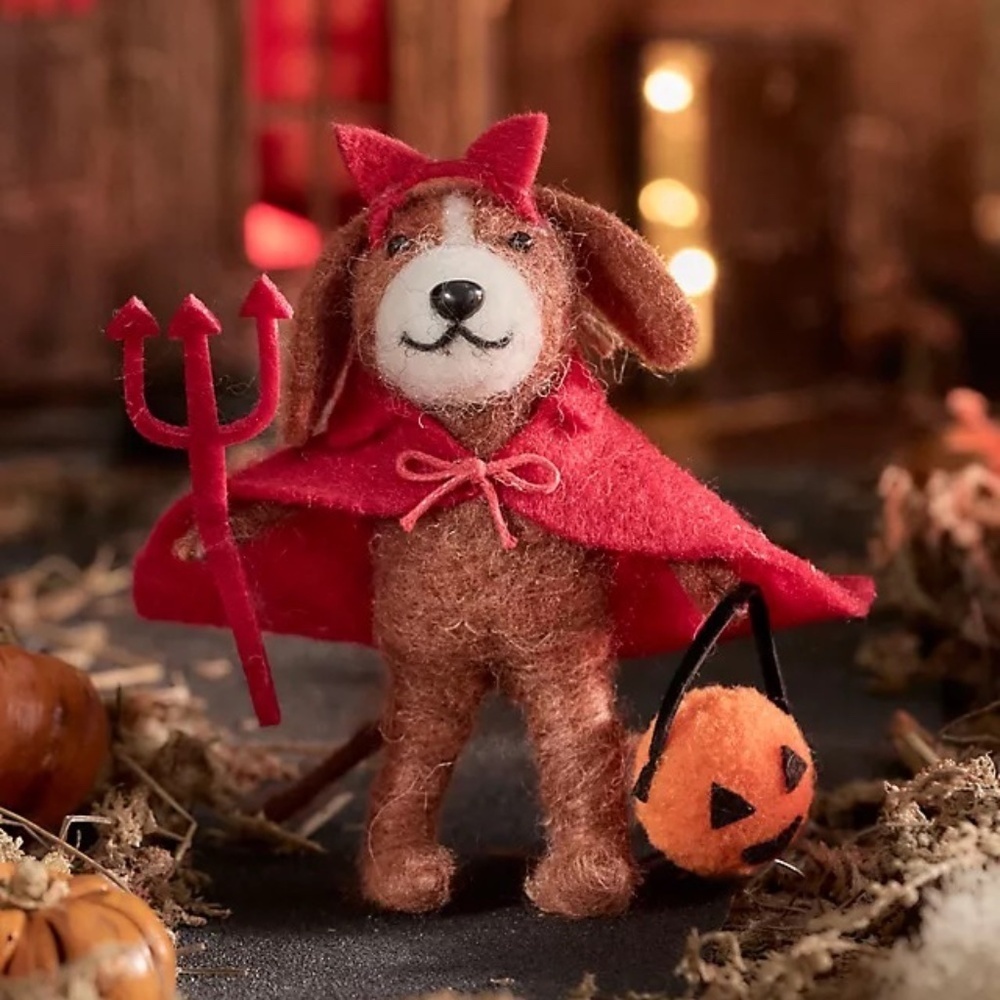 NWT Anthropologie Terrain Felt Devil Dog Cat Halloween Critter